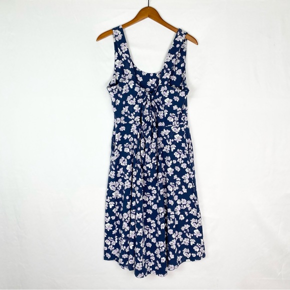 Pact Floral Tie Back Midi Dress Sleeveless Organic Cotton Blue Size XL - Picture 3 of 5